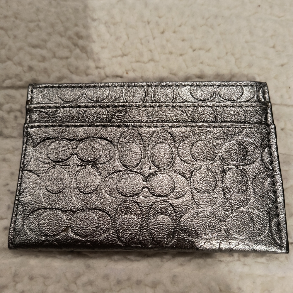 Coach Silver Card Holder, EUC